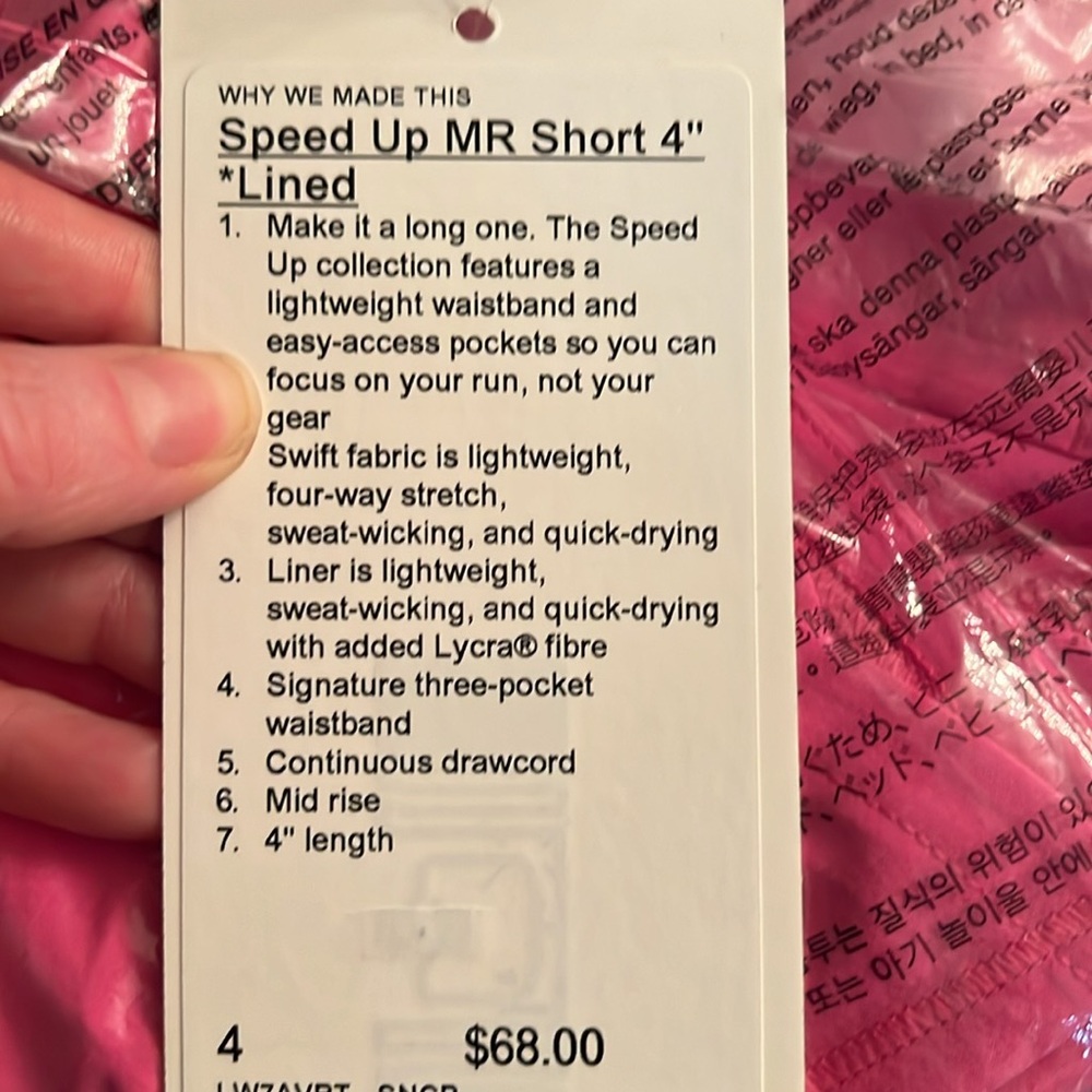 NWT lululemon Speed Up Mid-Rise Lined Short 4" in Sonic Pink Size 4 - Picture 9 of 9
